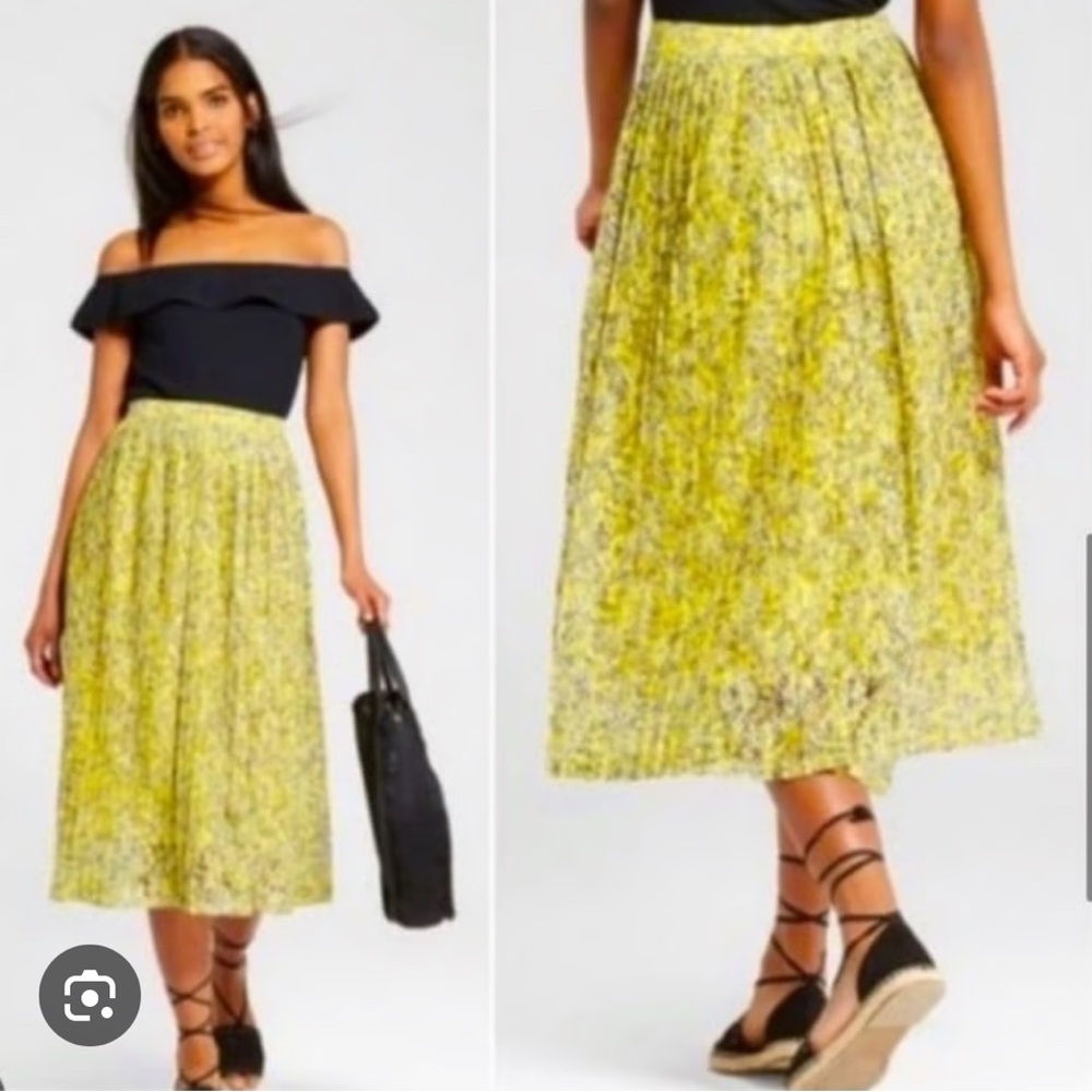 Floral Yellow Midi Skirt